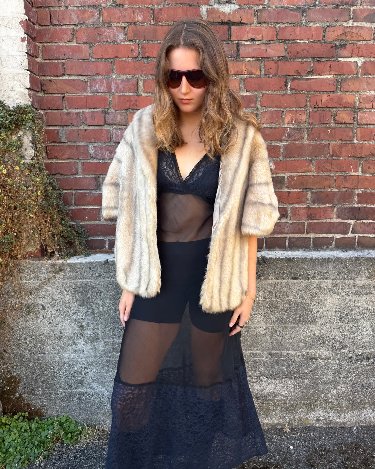 70s Blonde Faux Fur Stole [OSFM]