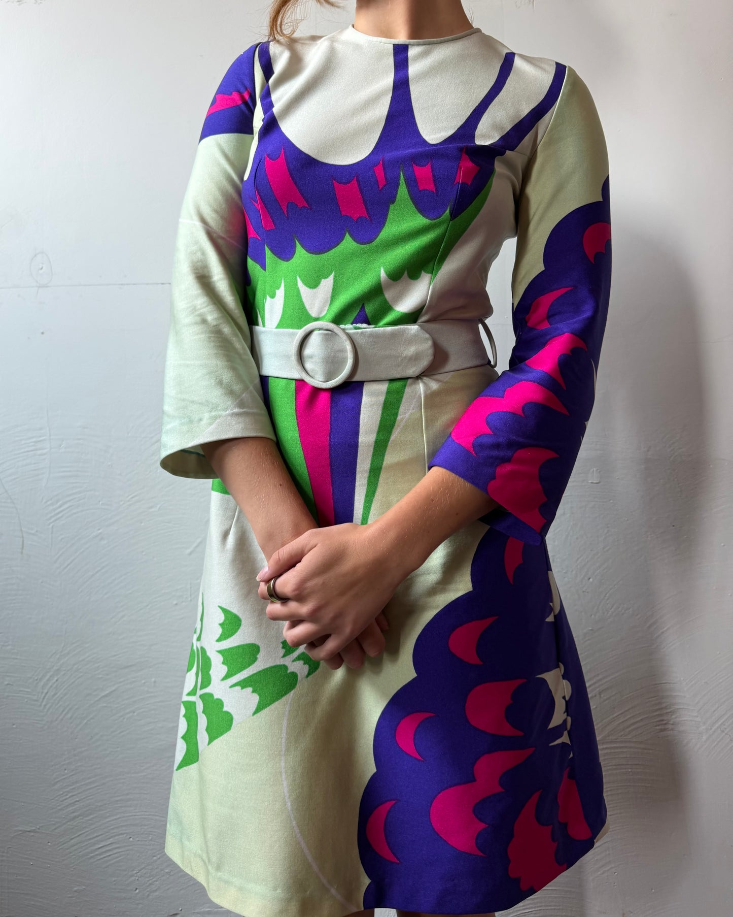 70s Hanae Mori Butterfly Mini Dress [S]