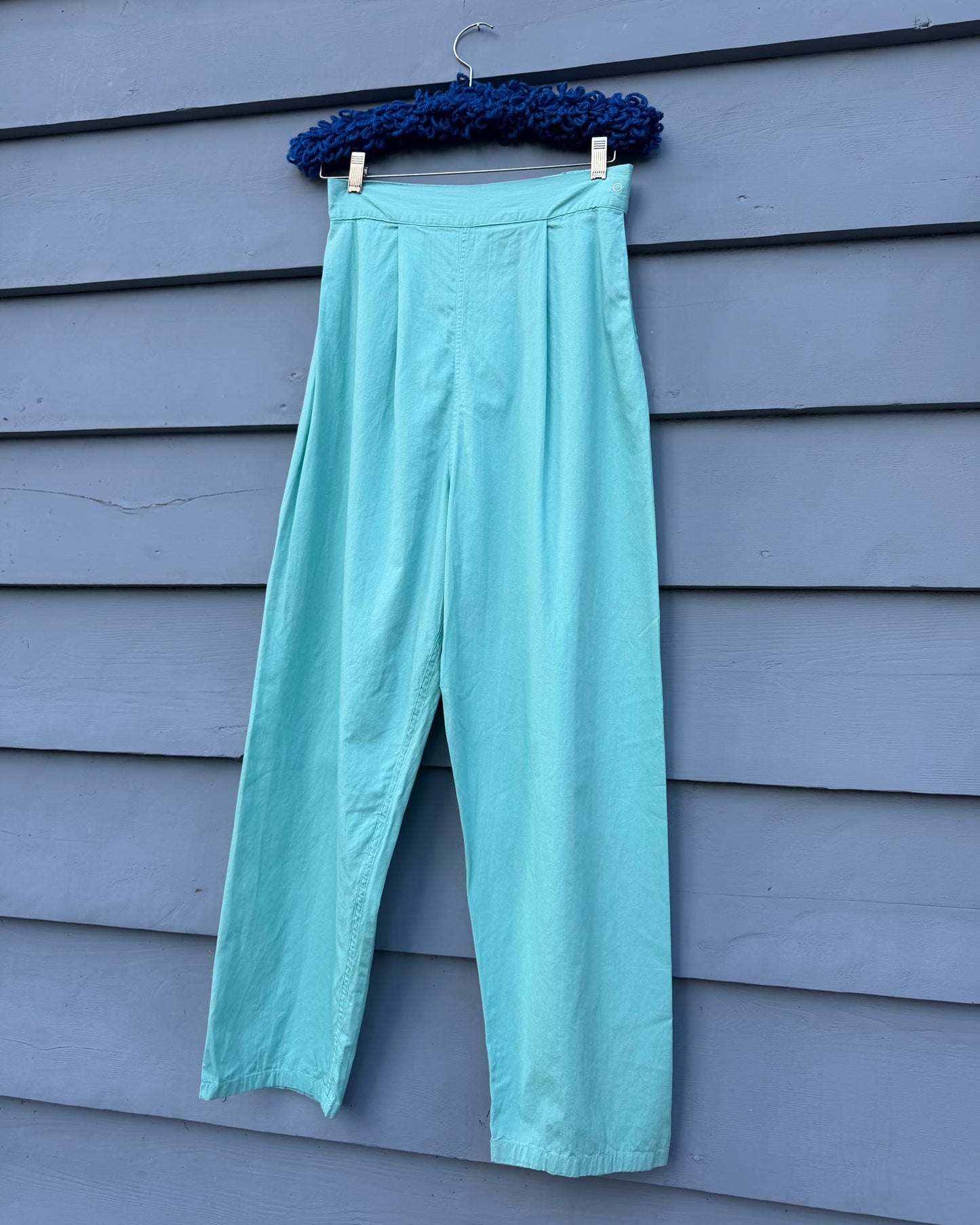 40s Mint Cotton Pleated Trousers [S/M]