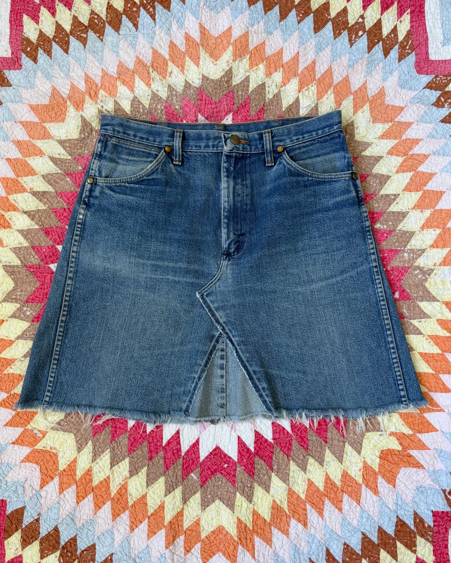 70s DIY Wrangler Denim Skirt [M/L]