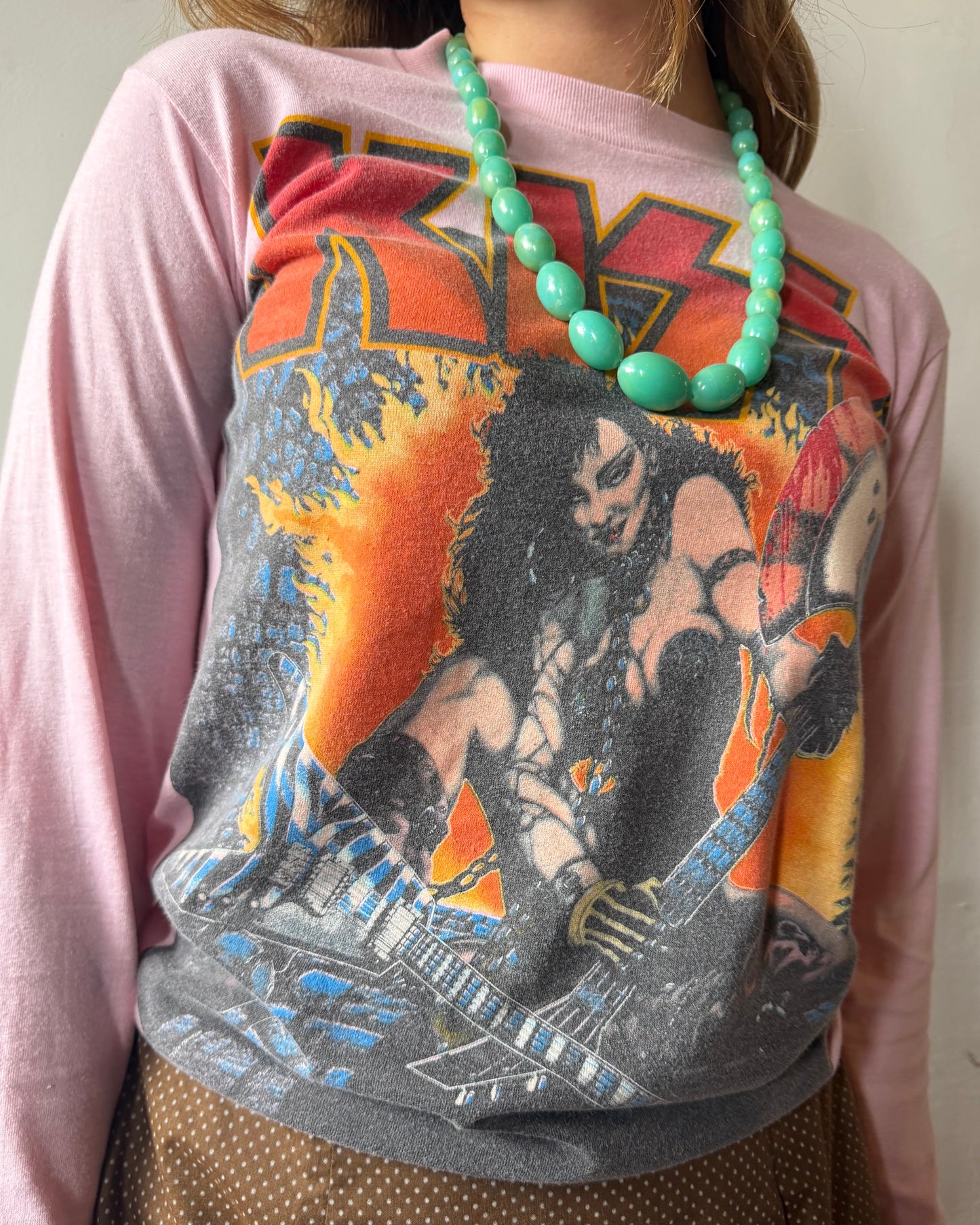 80s KISS ‘Slave Girl’ Pink Longsleeve Tour Tee [S]
