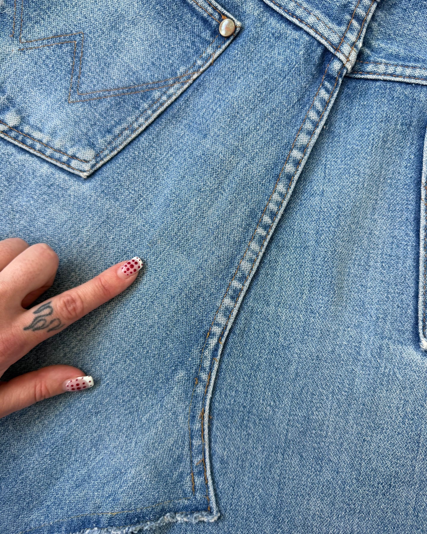 70s DIY Wrangler Denim Skirt [M/L]