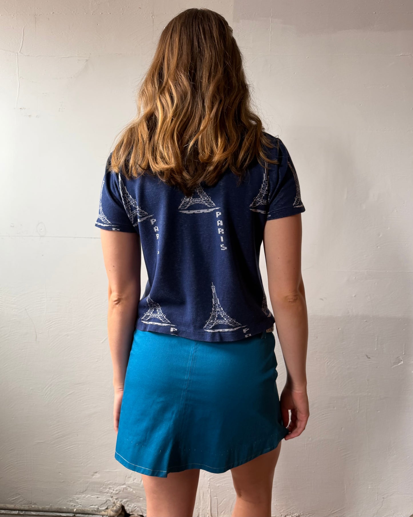 60s Paris Jacquard Boxy Knit Top [S/M]