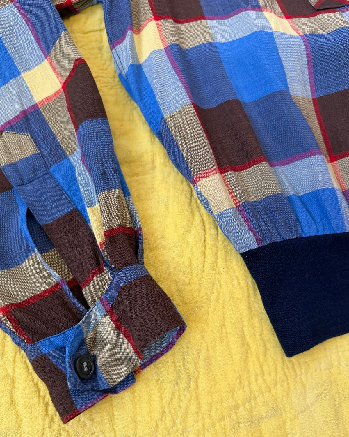 50s Pilgrim Plaid Rayon Gaucho Shirt [M]