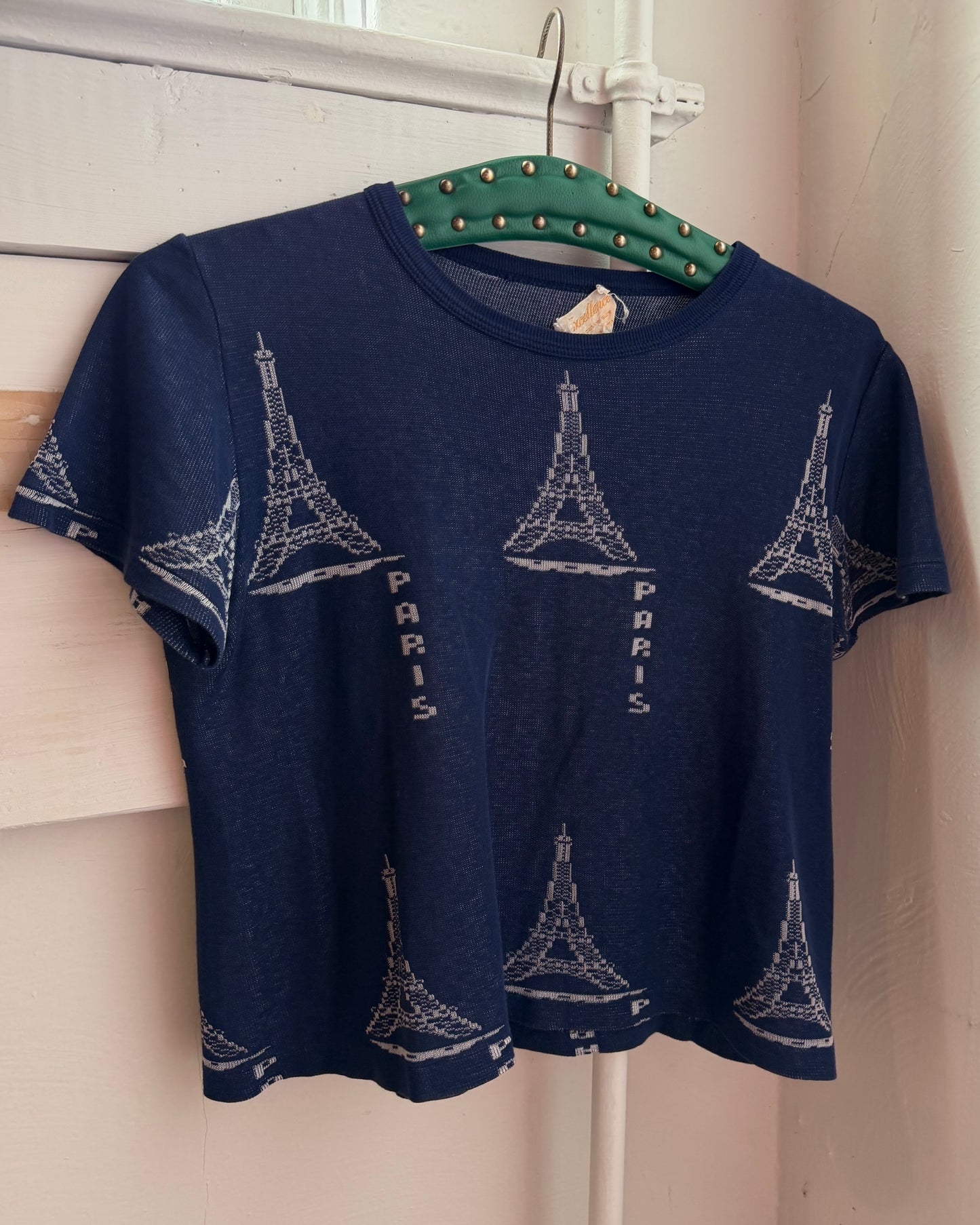 60s Paris Jacquard Boxy Knit Top [S/M]