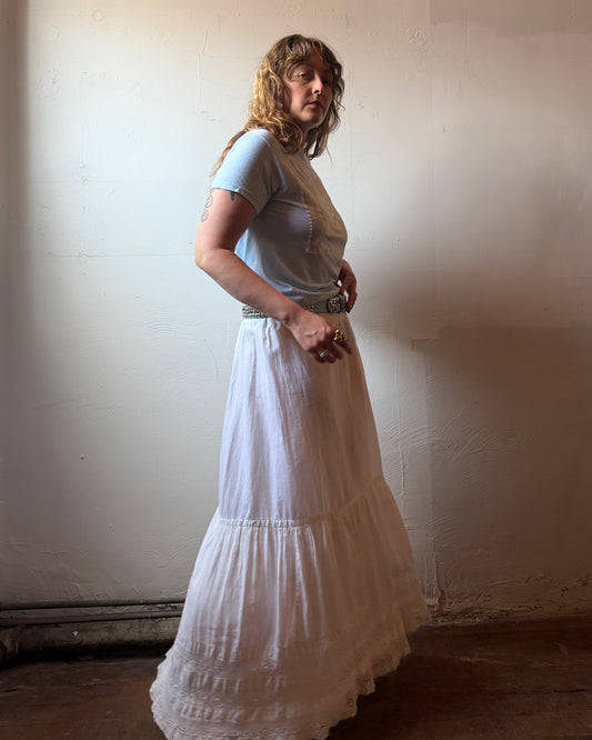 Edwardian Cotton Lace Insert Skirt [33”]
