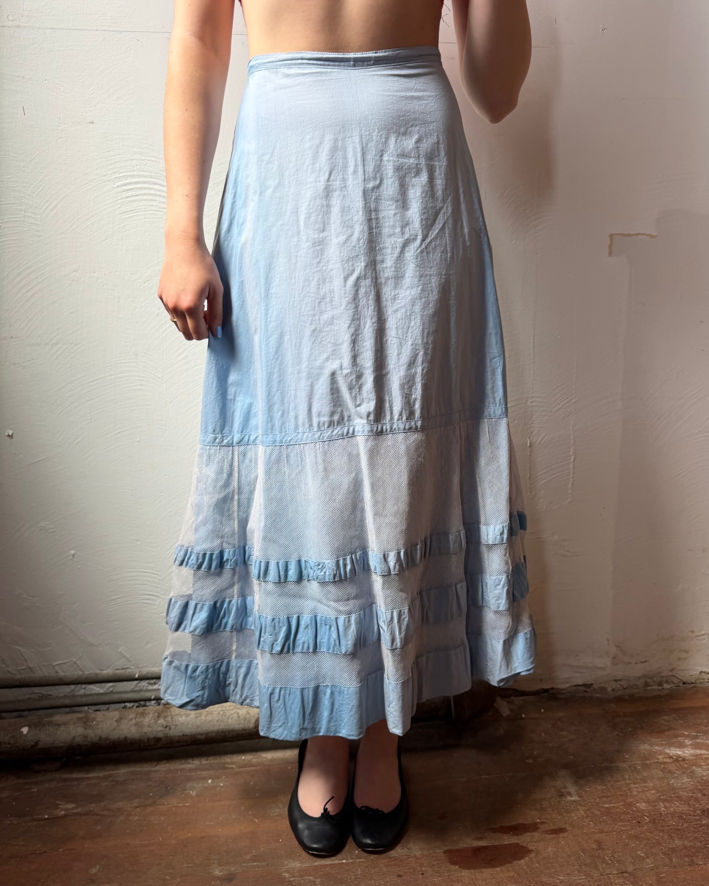 40s Power Blue Cotton Petticoat Skirt [26”]