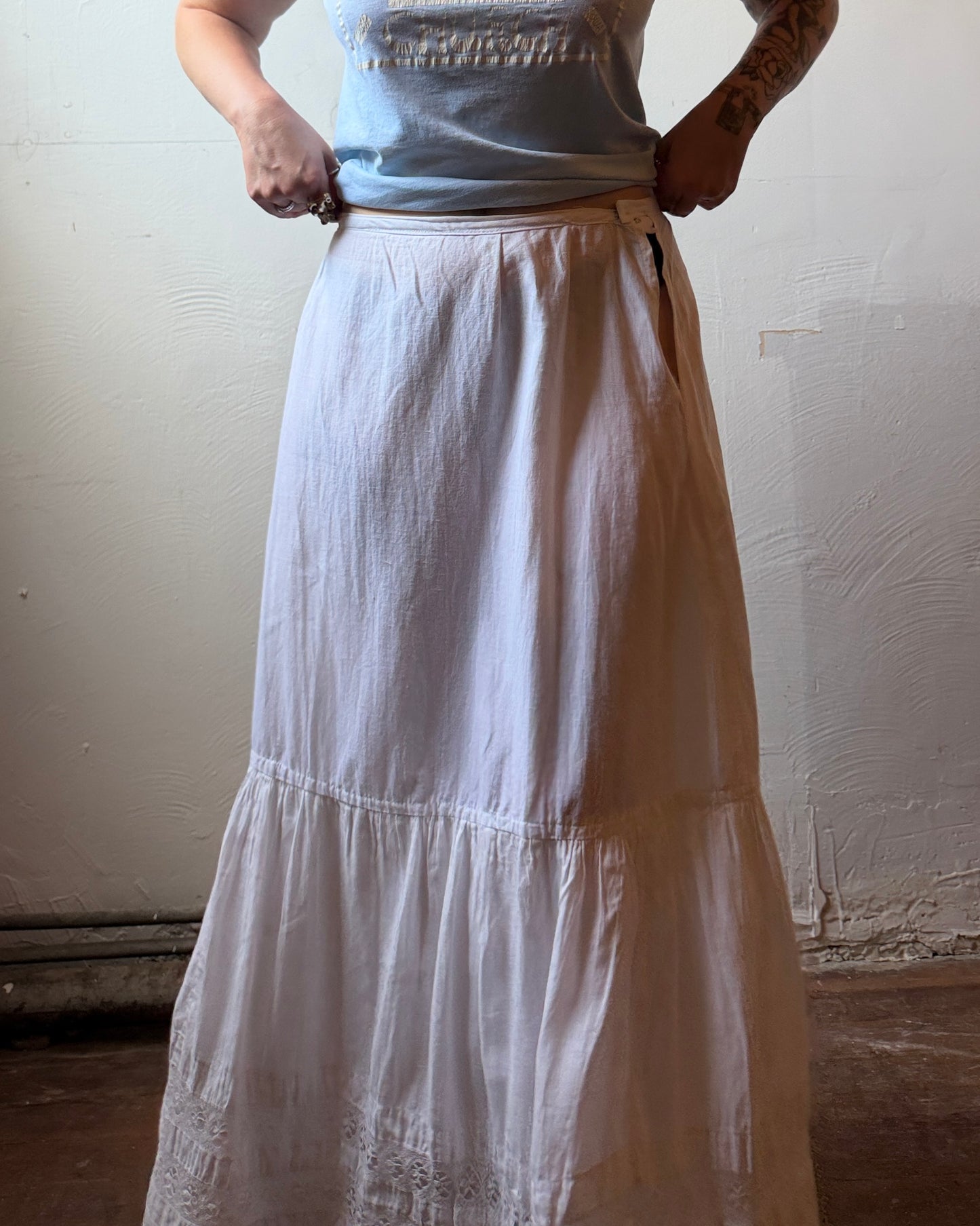 Edwardian Cotton Lace Insert Skirt [33”]