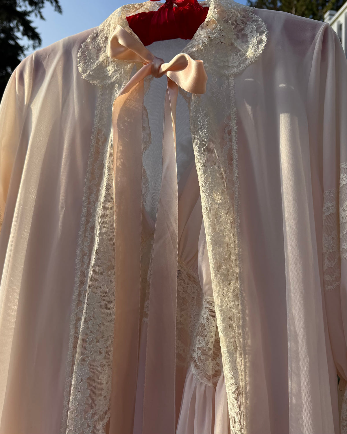 60s Lady Leonora Pink Lace Peignoir Set [S/M]