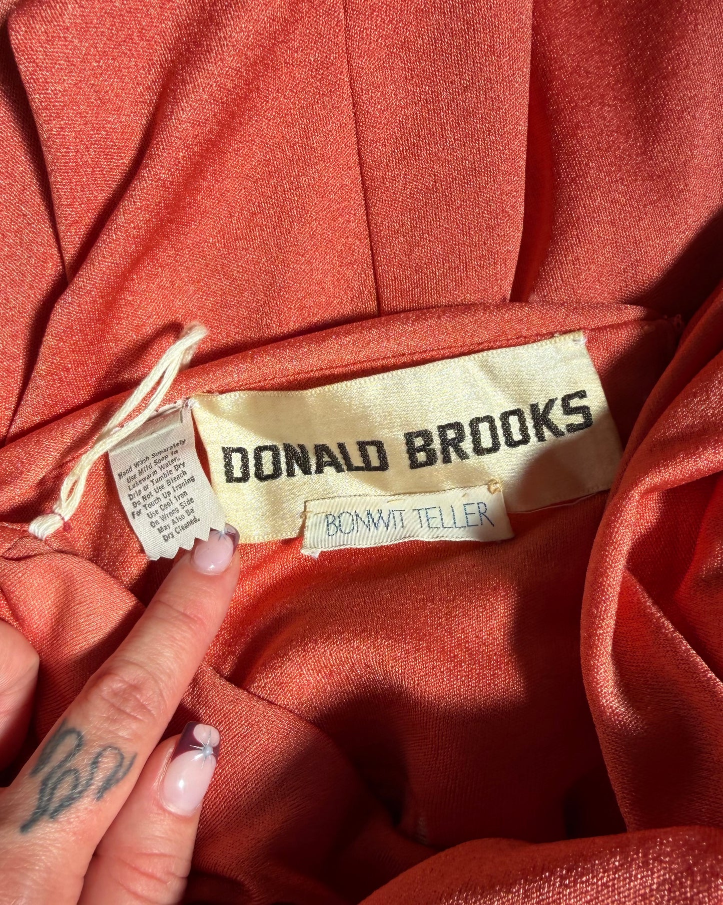 70s Donald Brooks Jersey Scarf One Shoulder Disco Gown [M/L]