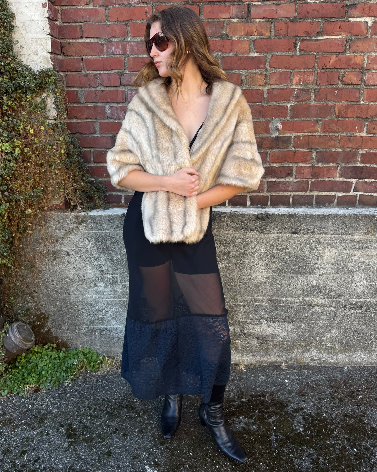 70s Blonde Faux Fur Stole [OSFM]