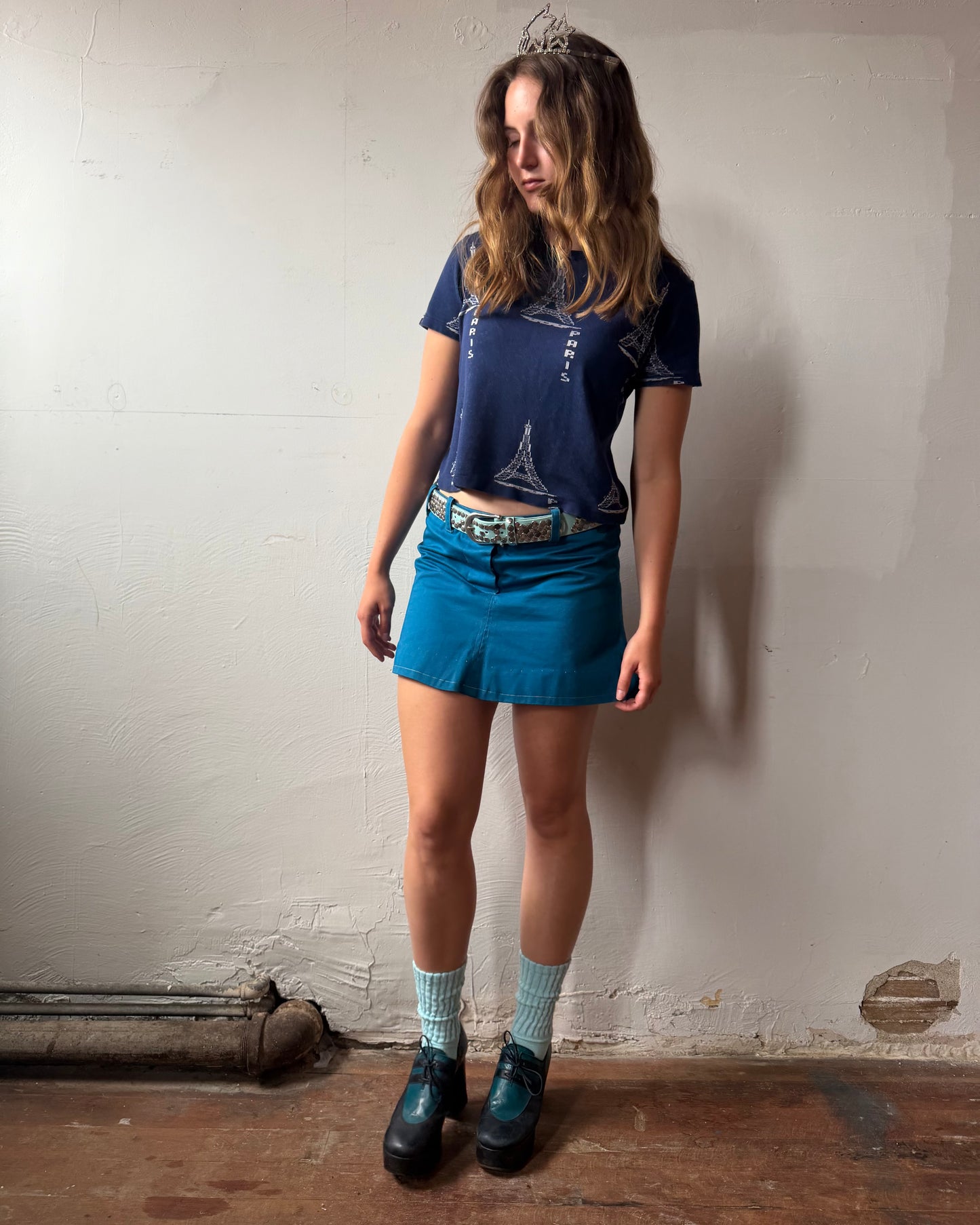 60s Paris Jacquard Boxy Knit Top [S/M]