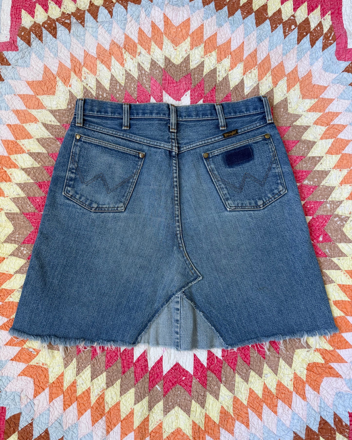 70s DIY Wrangler Denim Skirt [M/L]