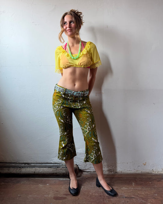 60s Paisley Kick Flare Capris [S/M]