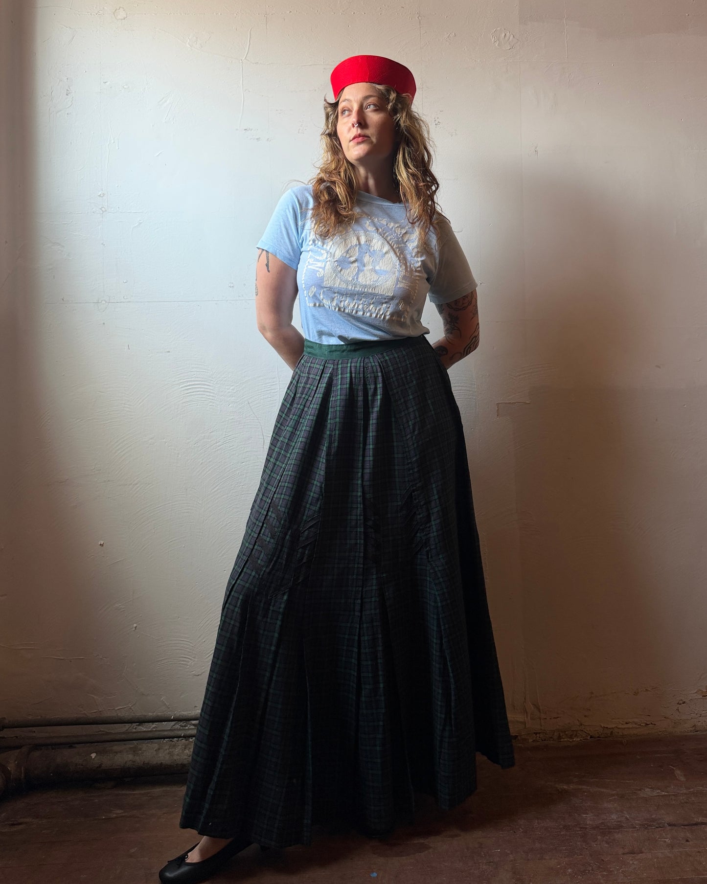 Victorian Plaid Wool Walking Skirt [29”]