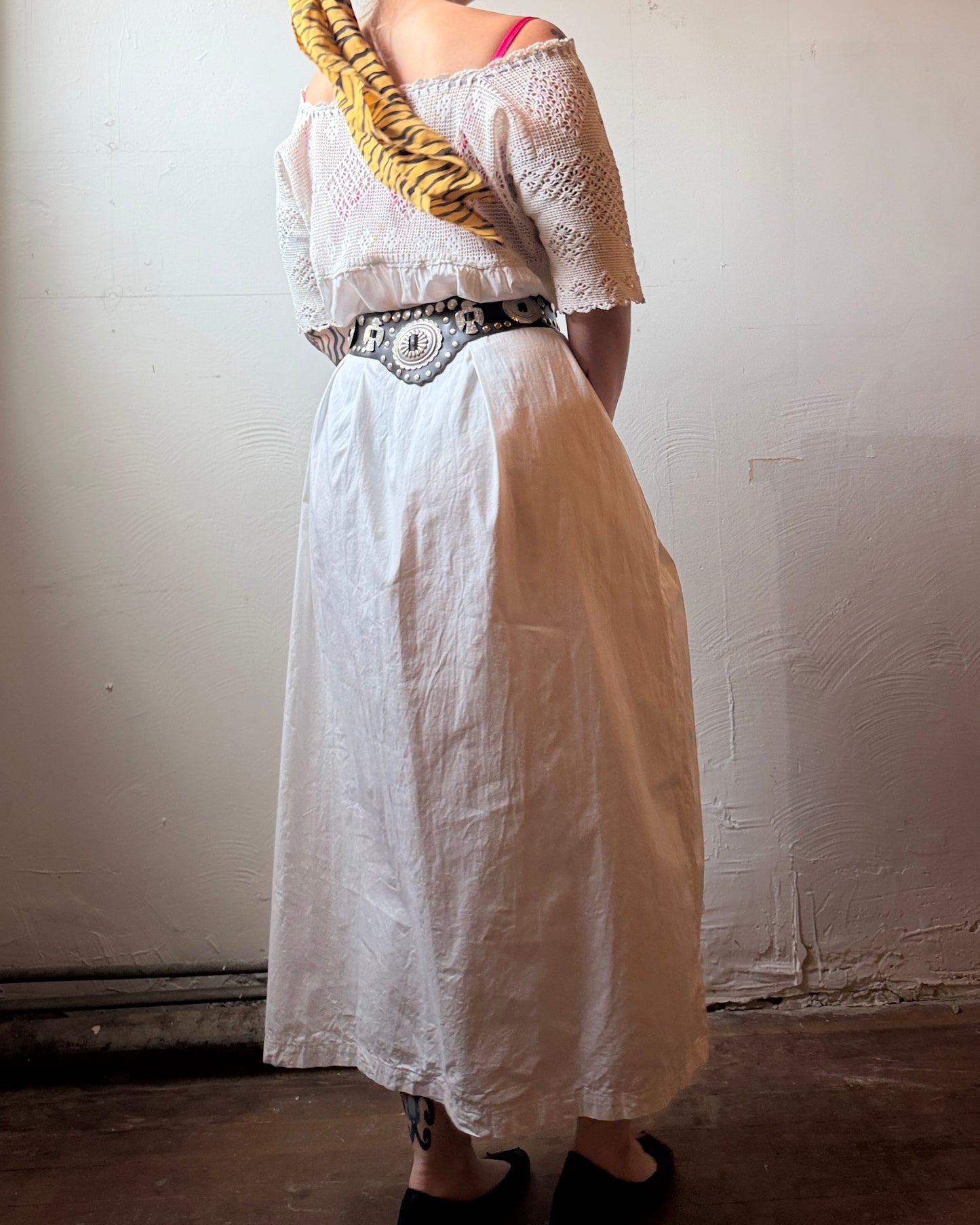 80s Leather Studded Concho Belt [S/M]