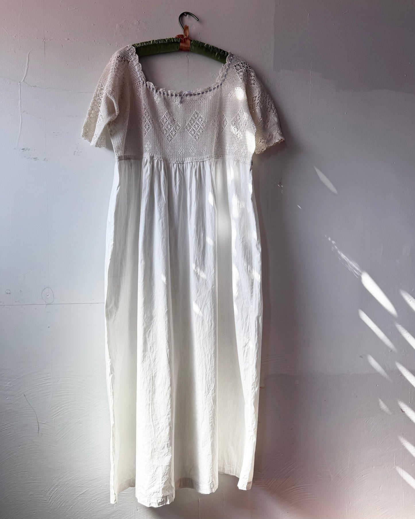 Edwardian Filet Crochet Cotton Dress [L]