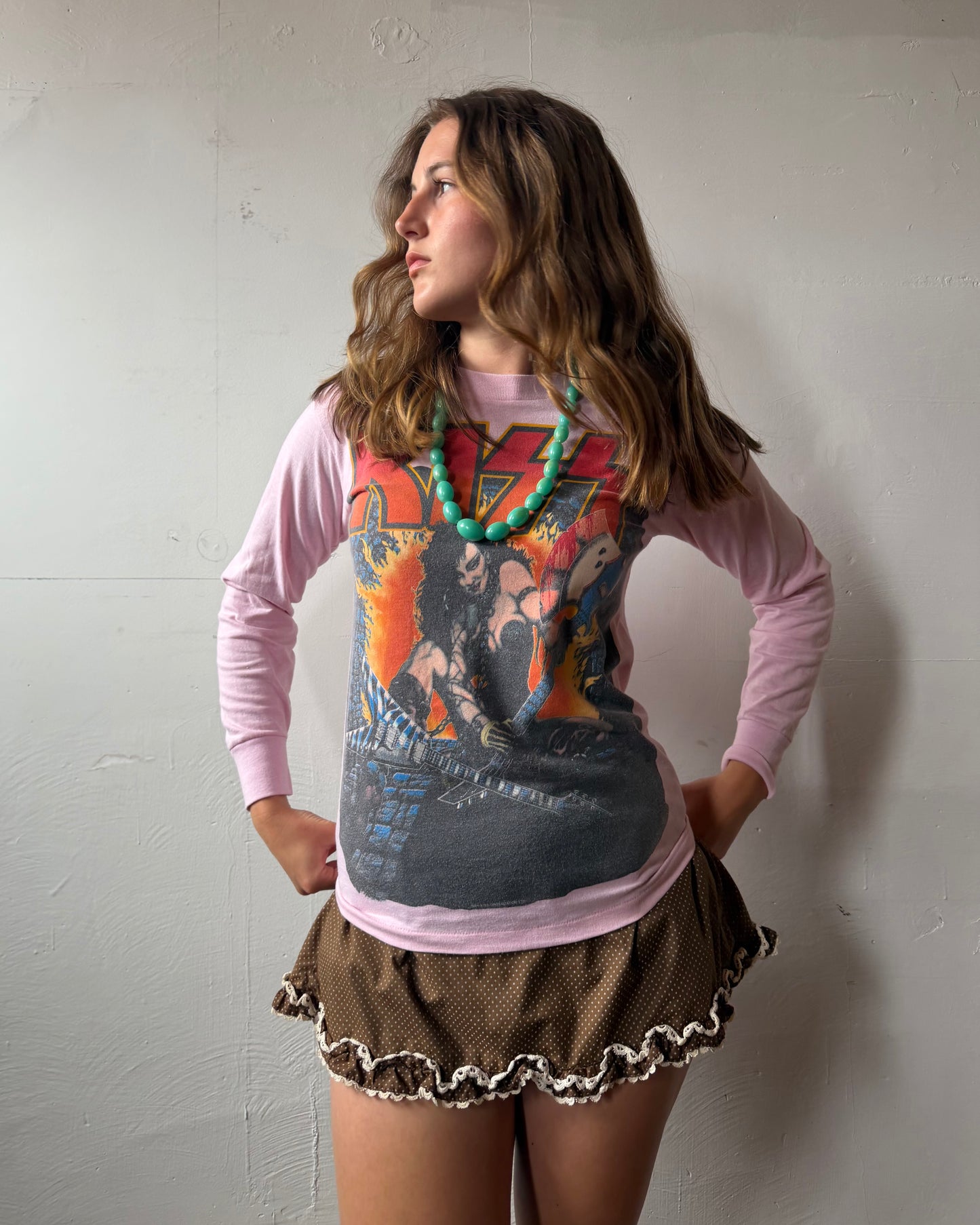 80s KISS ‘Slave Girl’ Pink Longsleeve Tour Tee [S]