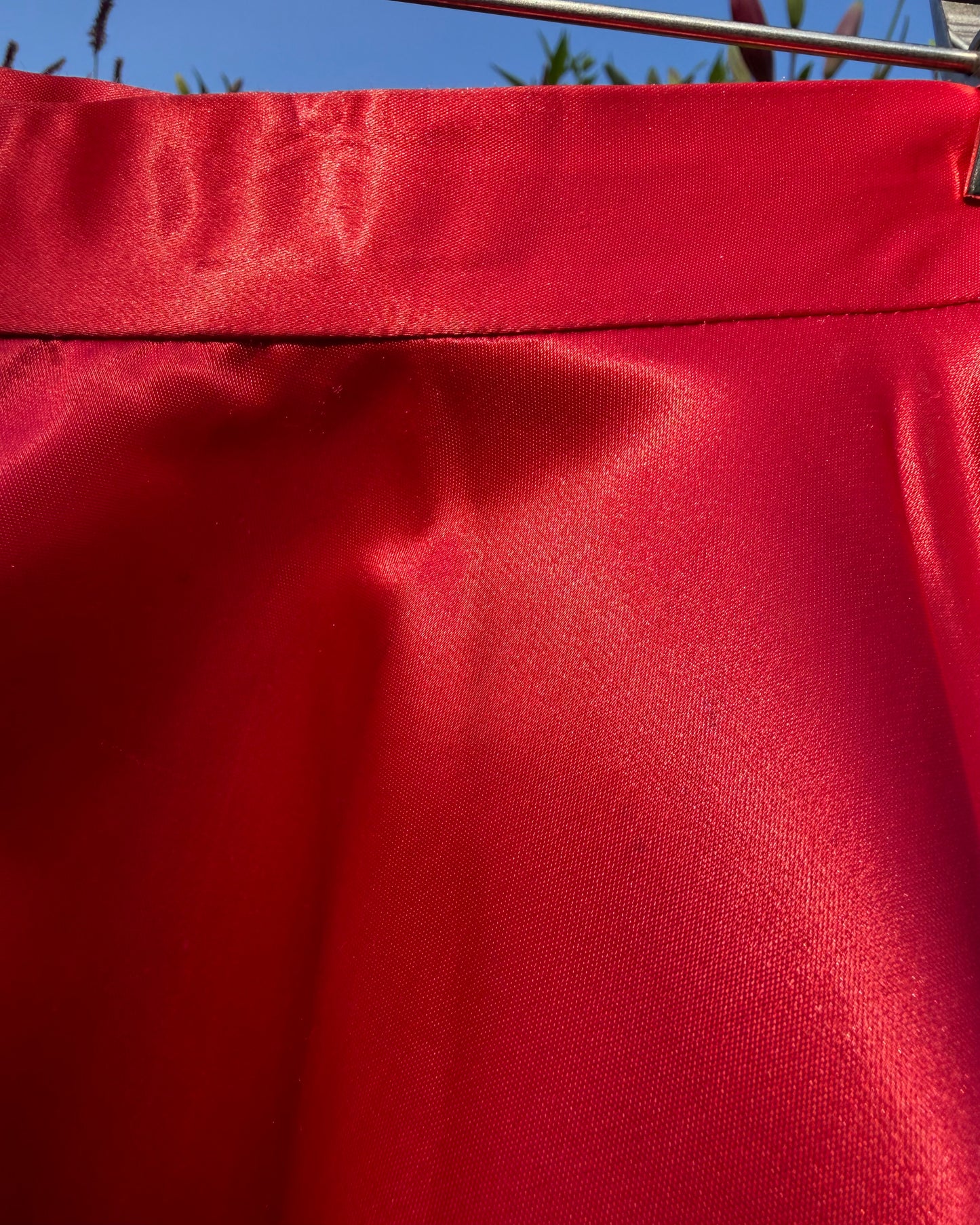 60s Cherry Red Satin Circle Skirt [28"]