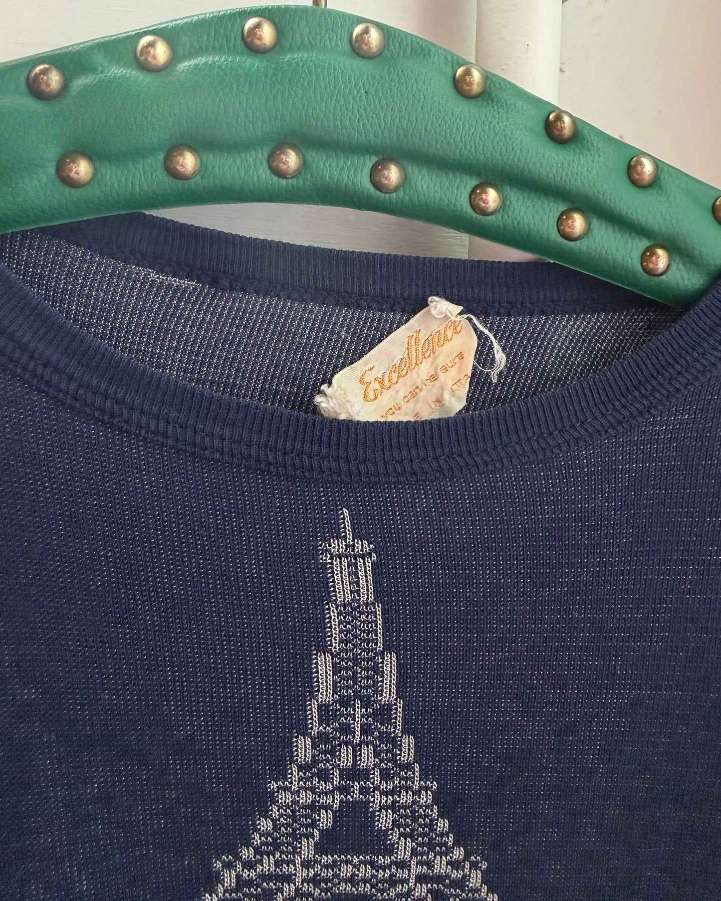 60s Paris Jacquard Boxy Knit Top [S/M]