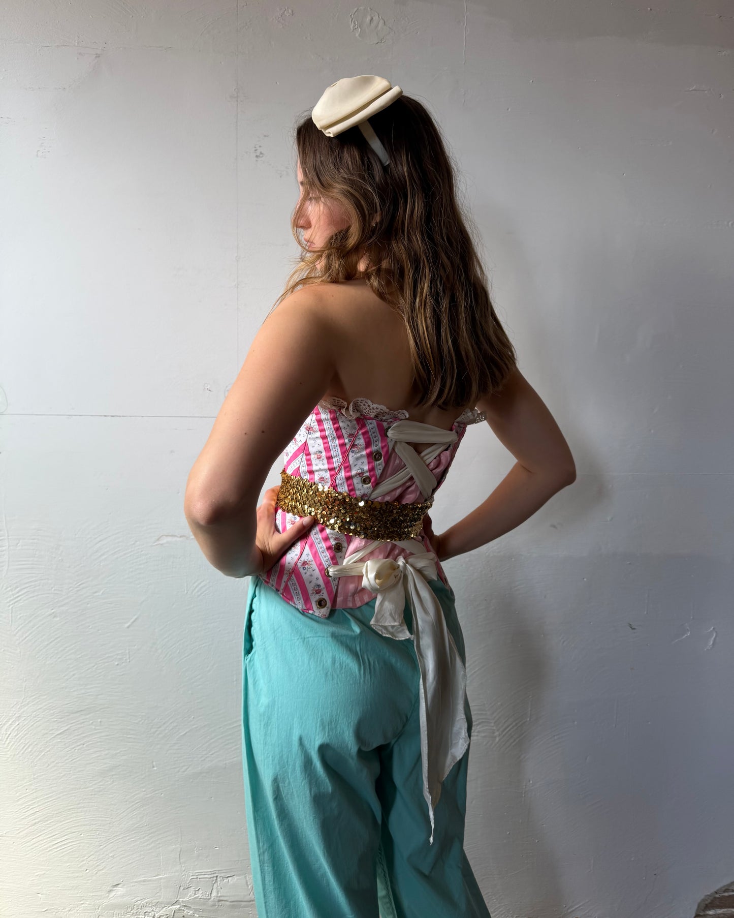 40s Mint Cotton Pleated Trousers [S/M]