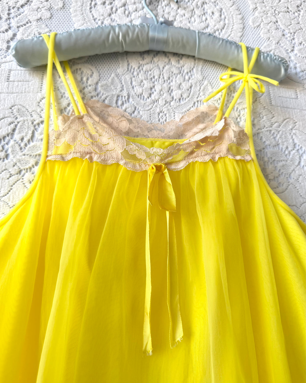 60s Yellow Lace Babydoll Top [M/L]