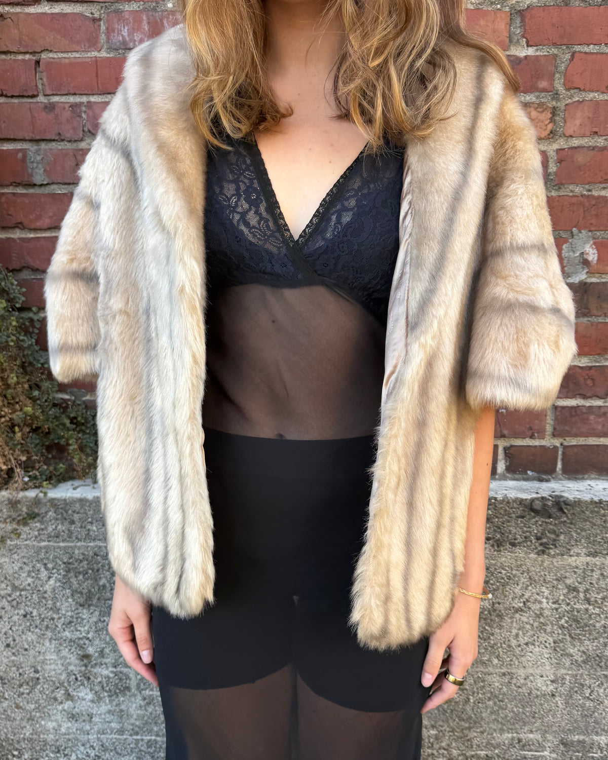70s Blonde Faux Fur Stole [OSFM]