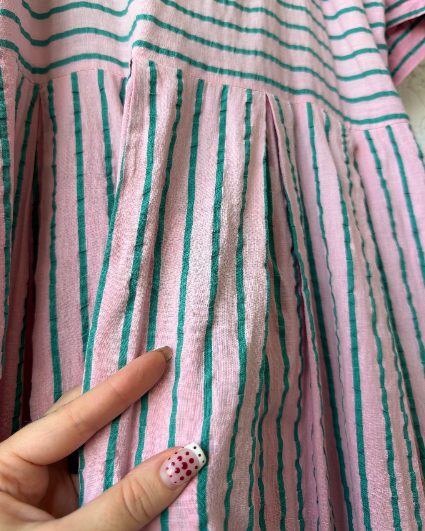 40s Candy Stripe Seersucker Dress + Bolero Set [S/M]
