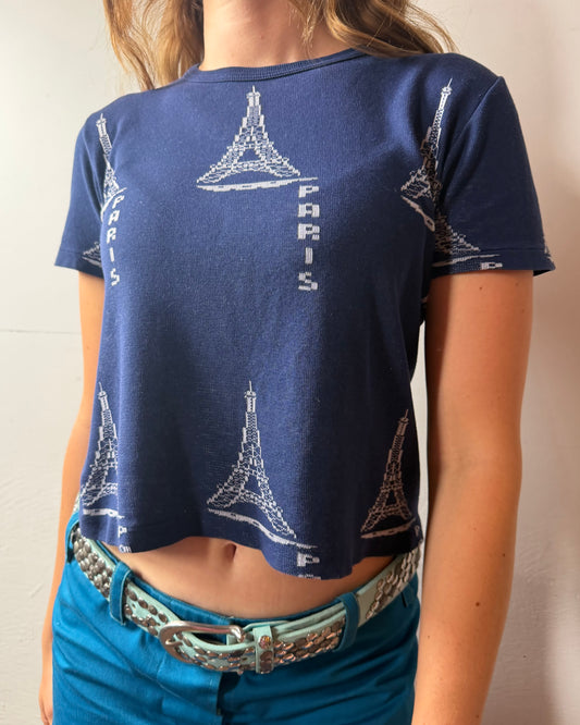 60s Paris Jacquard Boxy Knit Top [S/M]