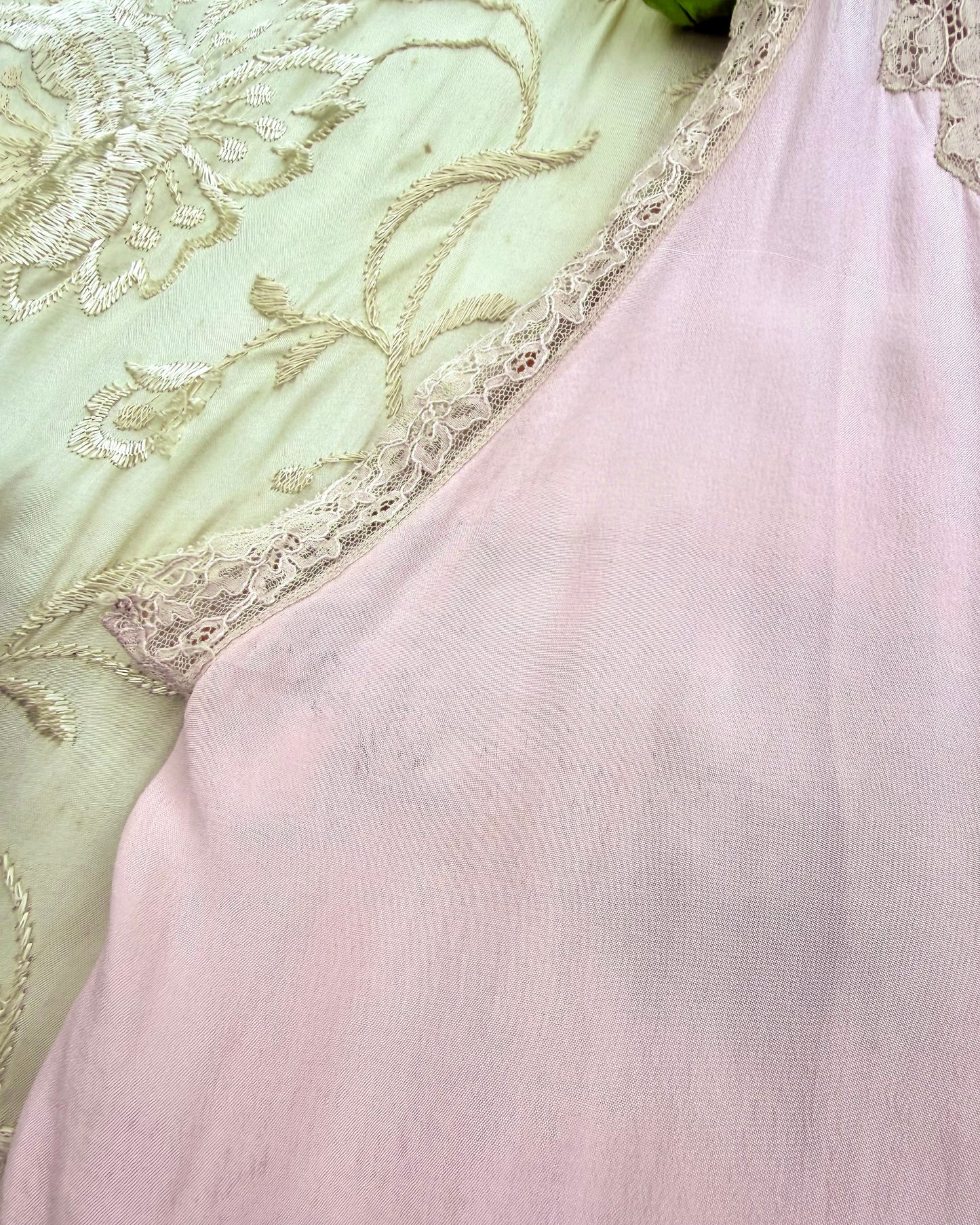 30s Silk Lace Boudoir Blouse [L]