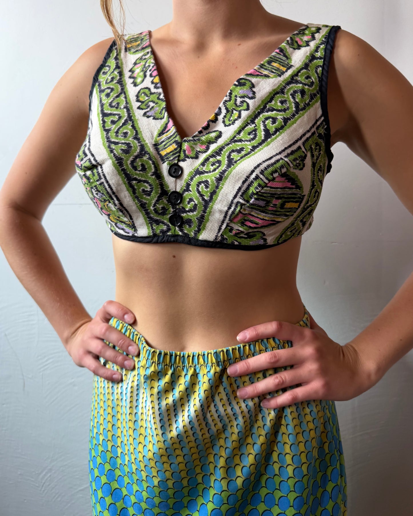 60s Cotton Tapestry Bikini Top [S/M]