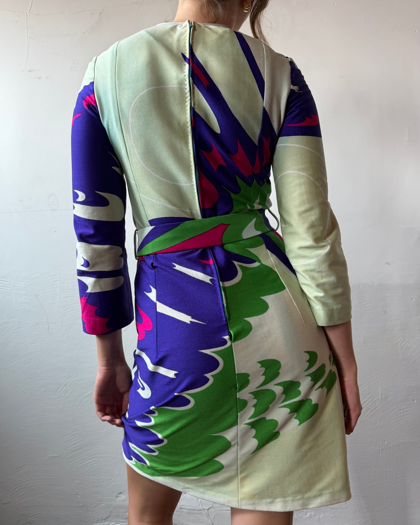 70s Hanae Mori Butterfly Mini Dress [S]