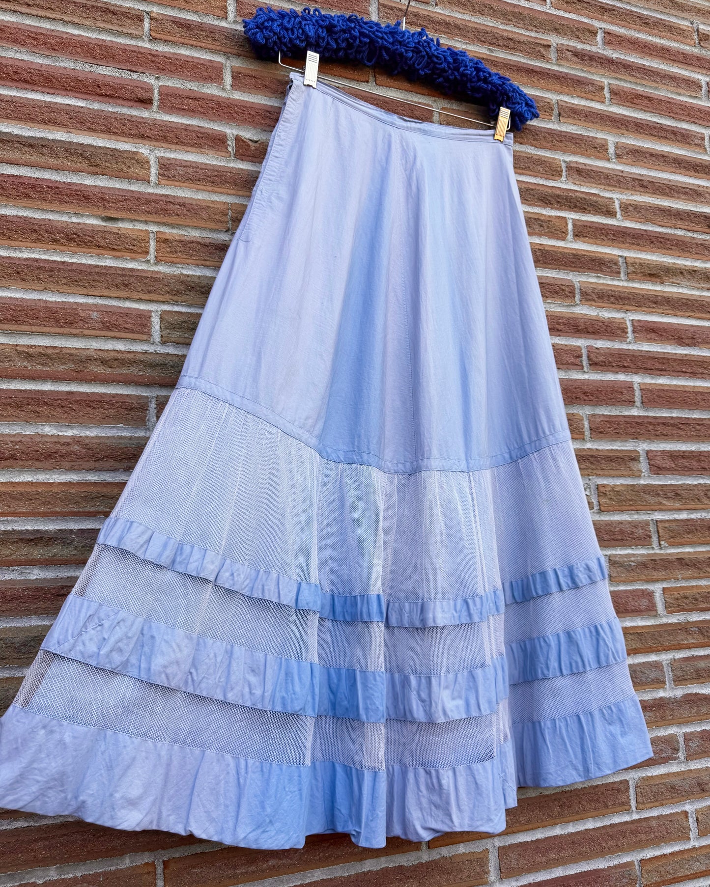 40s Power Blue Cotton Petticoat Skirt [26”]