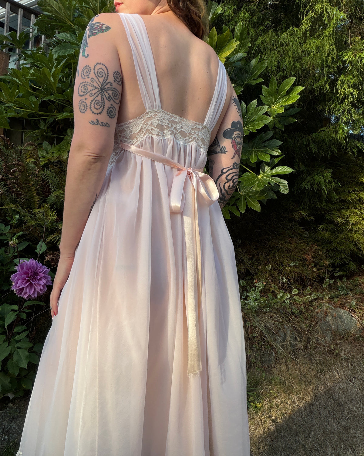 60s Lady Leonora Pink Lace Peignoir Set [S/M]