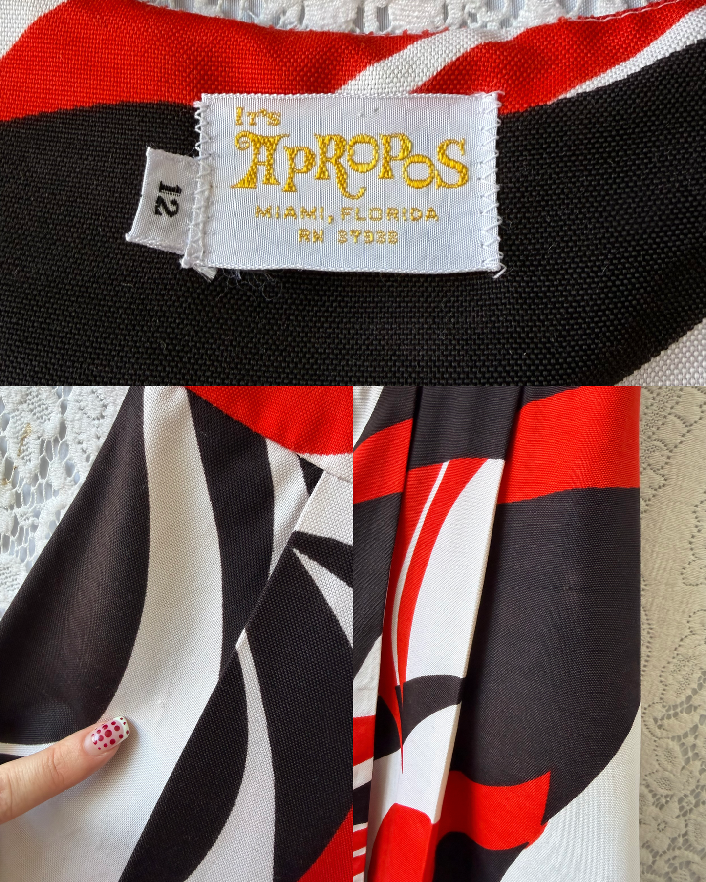 60s Black + Red Scooter Dress [M]