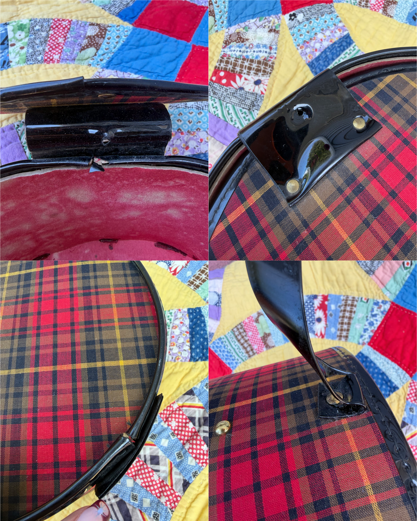 60s Plaid Hatbox Purse
